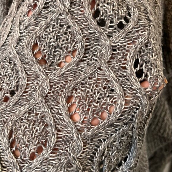 Karen Scott Petite XL Ruffle Cardigan Sweater Beige Marled Knit Cozy Open Front - Picture 6 of 13